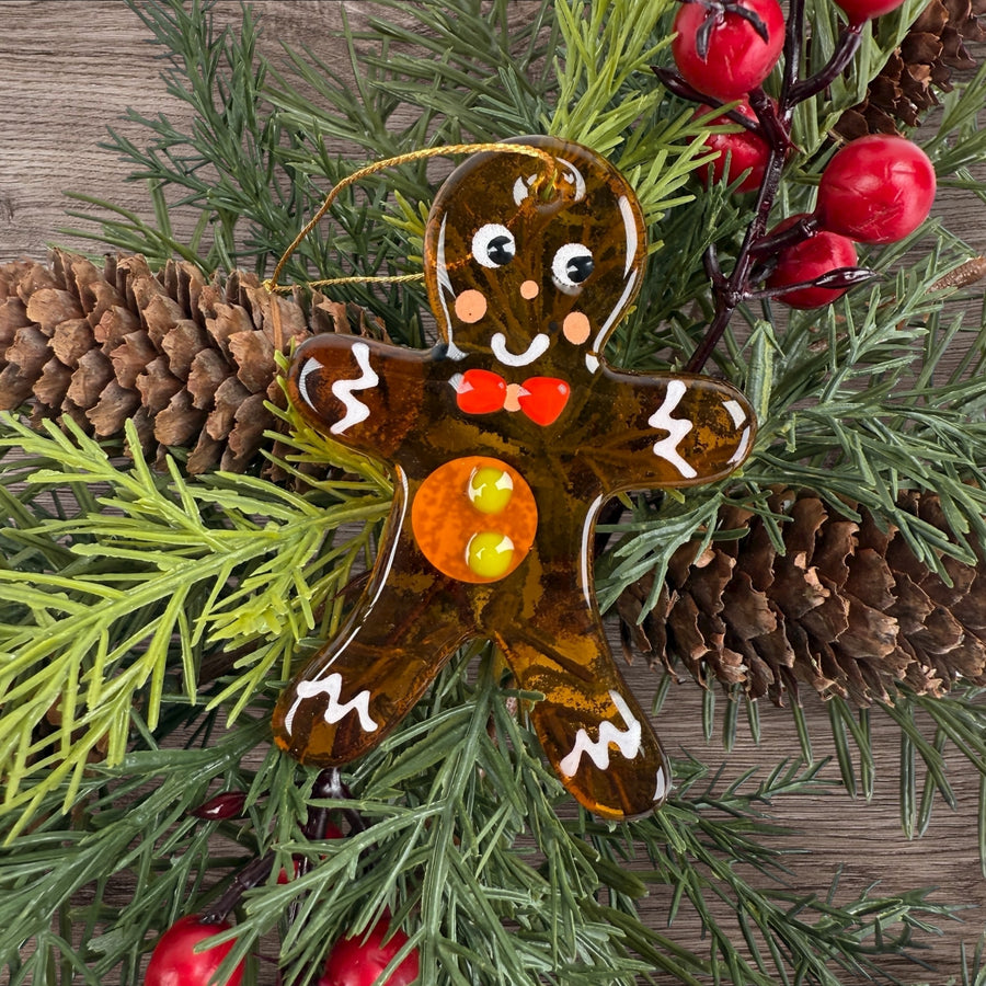 Gingerbread Boy Glass Ornament