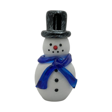 Snowman with Top Hat and Blue Scarf