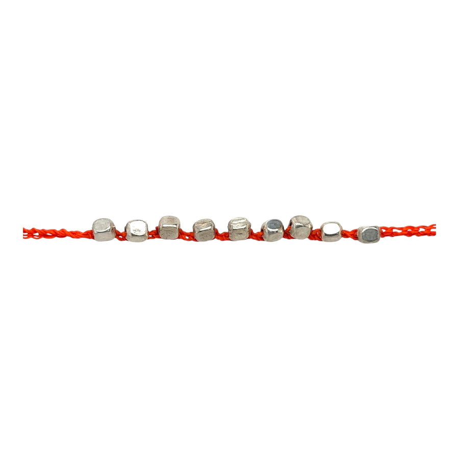 Bracelet - Hand Crocheted Gortex wtih Sterling Square Beads