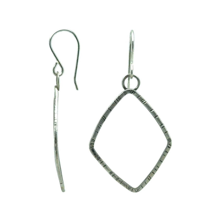 Earrings - Silver Stamped Diamonds