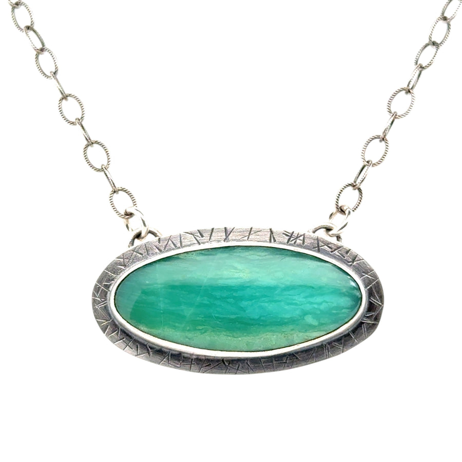 Necklace - Blue Opal Petrified Wood