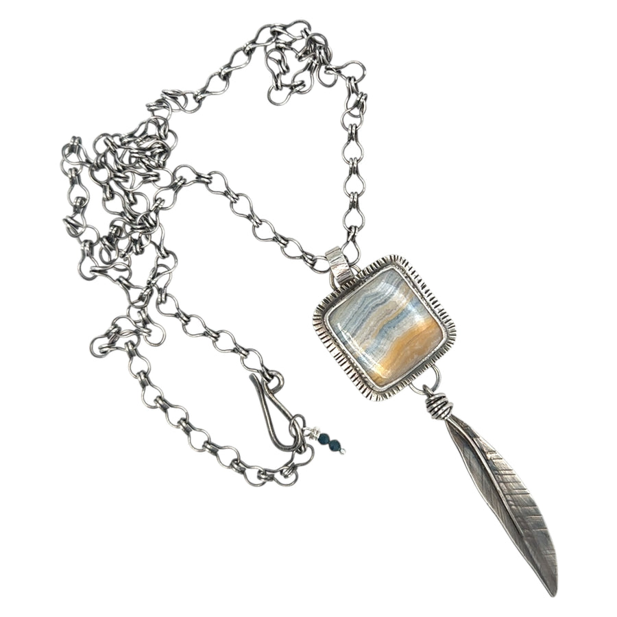Necklace - Dolomite / Colcite with Feather