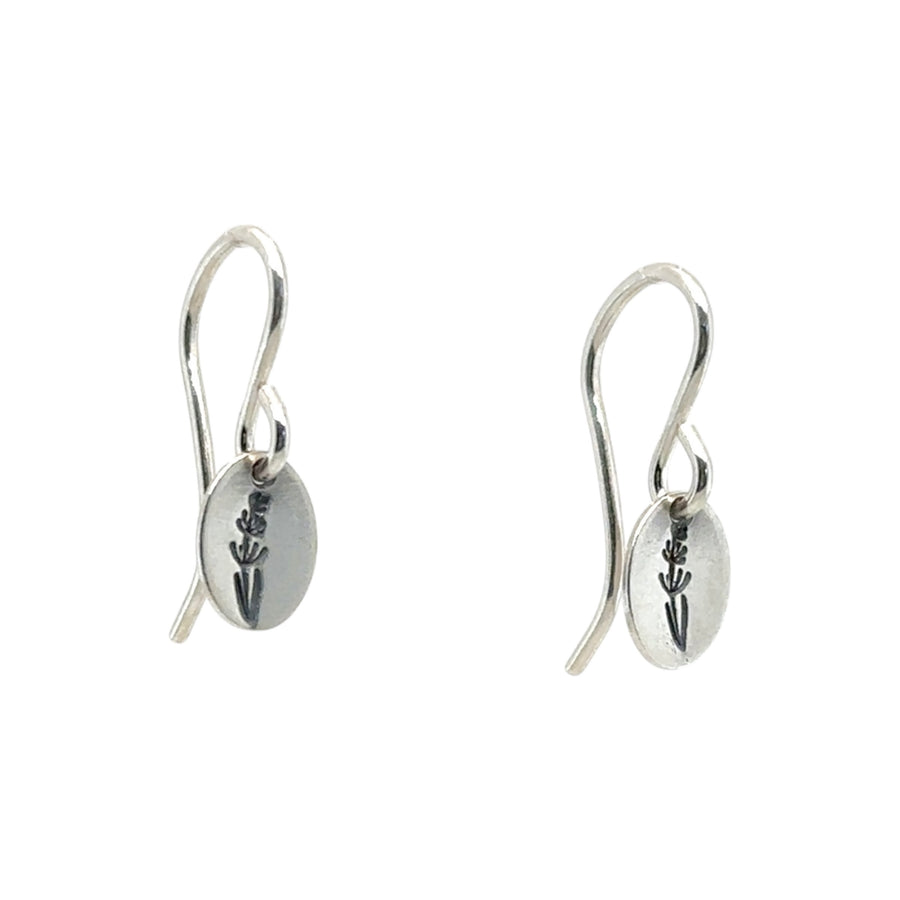Earrings - Oval with Lavender Sprig - Small