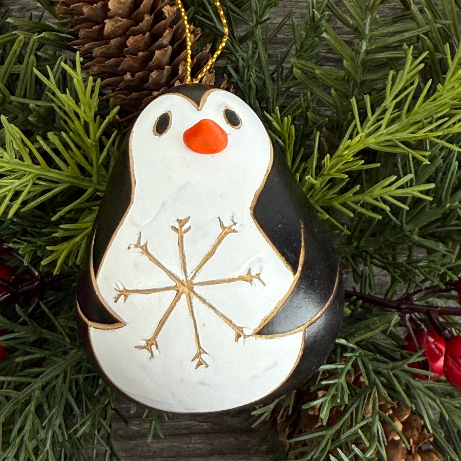 Gourd Ornament - Penguin and Snowflake