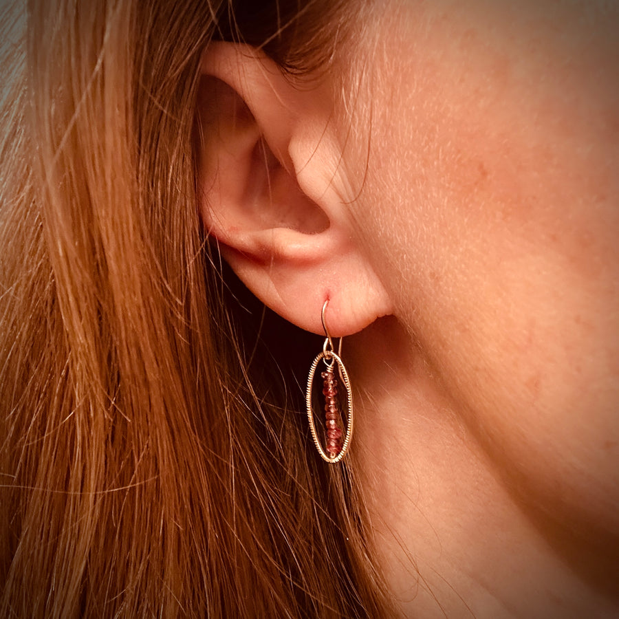 Earrings - Ovals with Pink Tourmaline