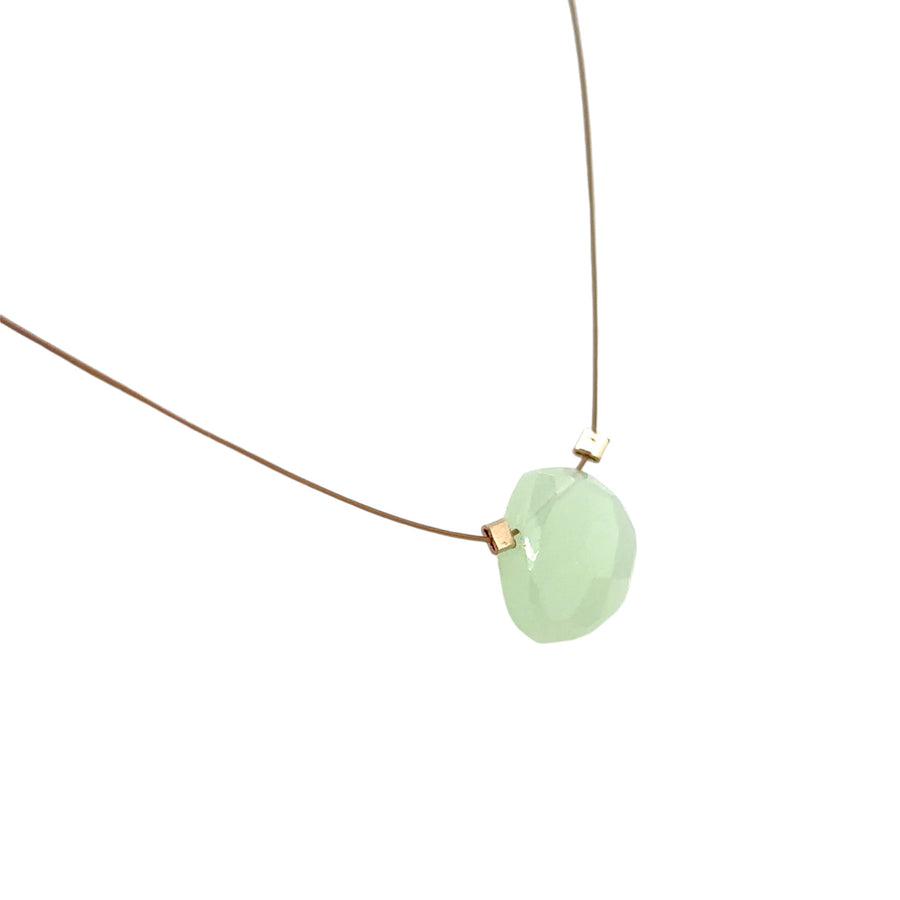 Czech Quartz Necklace - Lime Green