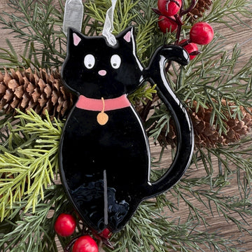Black Cat Glass Ornament