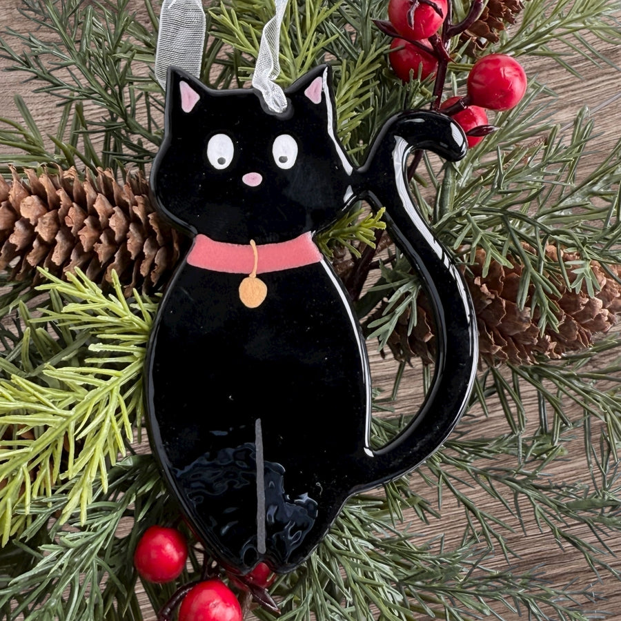 Black Cat Glass Ornament