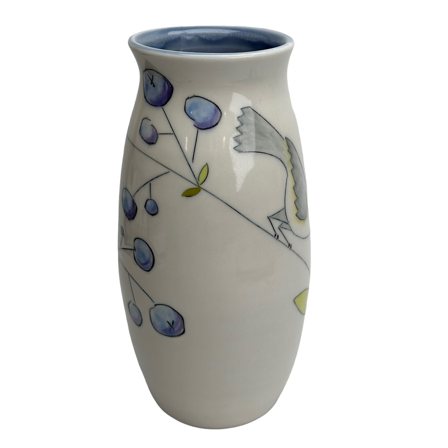 Birds and Blueberries - Vase - Medium