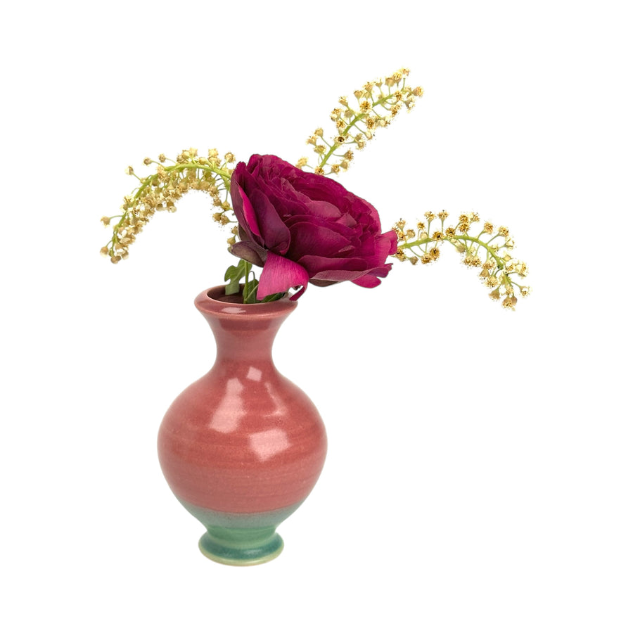 Bud Vase - Cranberry/Green