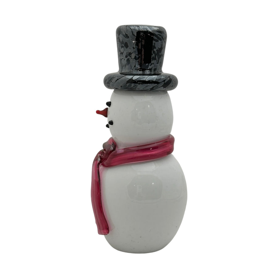 Snowman with Top Hat and Pink Scarf