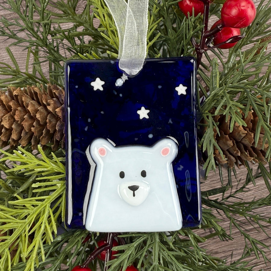 Polar Bear Glass Ornament