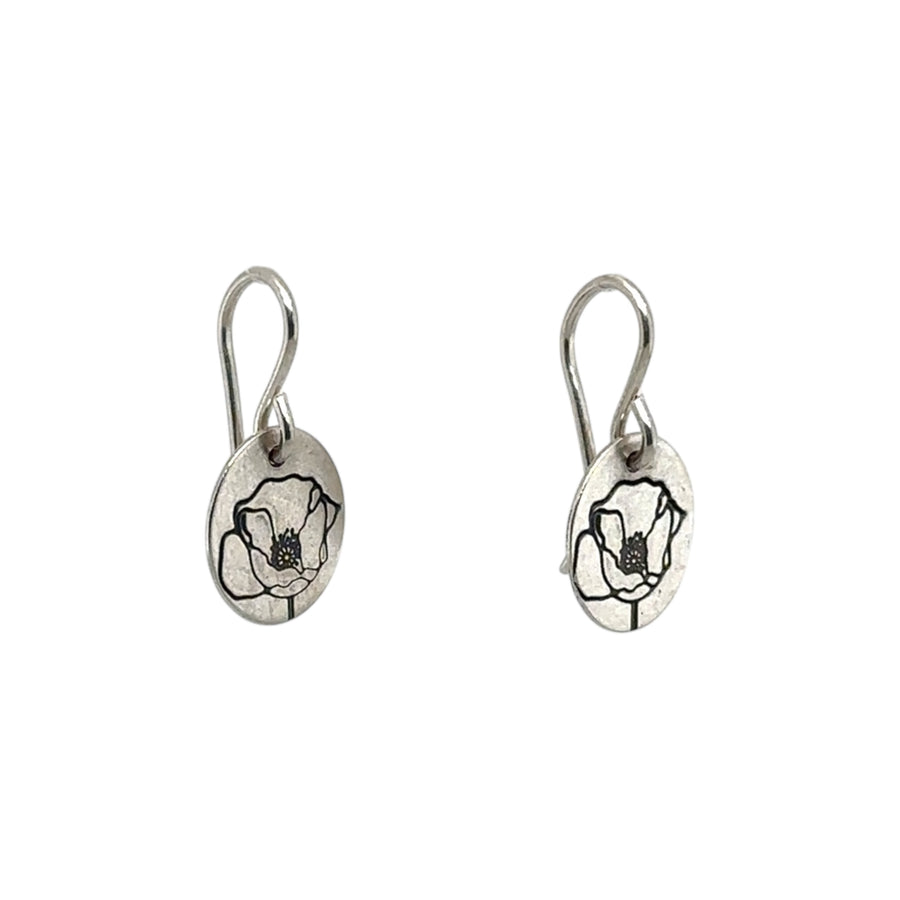 Earrings - Oval with Poppy