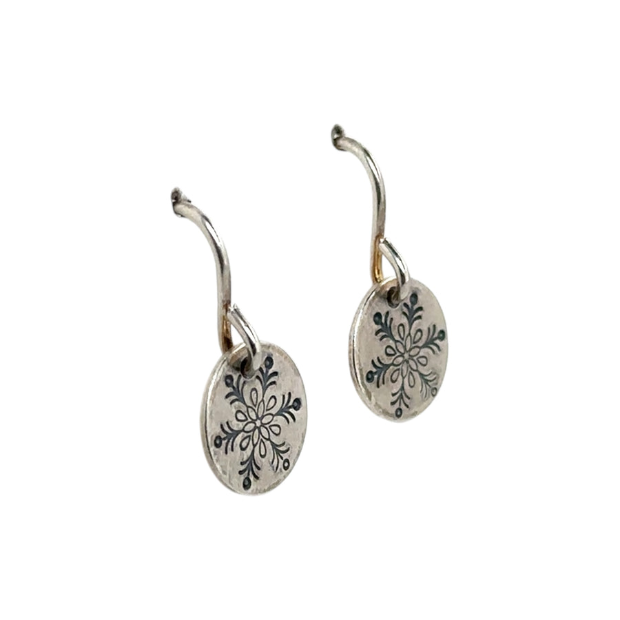 Earrings - Disks with Snowflakes