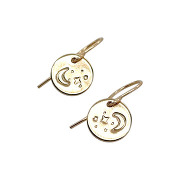 Earrings - Disks with Moon and Stars