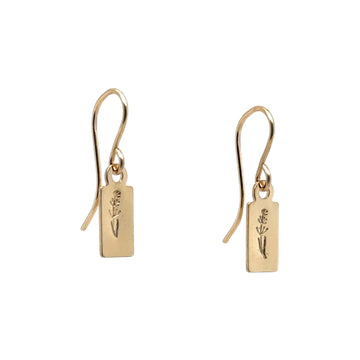 Earrings - Small Rectangle with Lavender Sprig