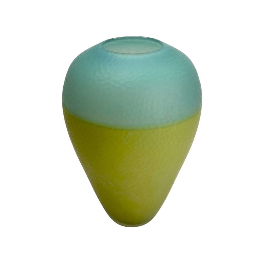 Aqua and Chartreuse Textured Incalmo Vase #301