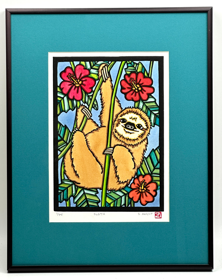 Sloth - Original Linocut