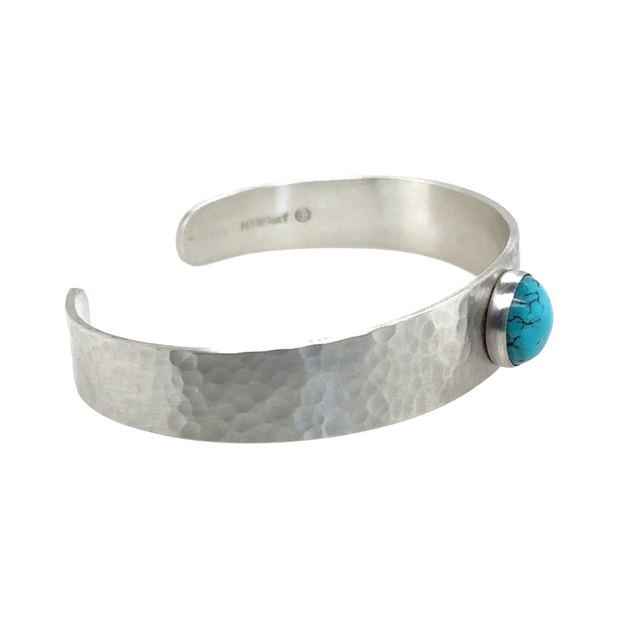 Hammered Bracelet with Turquoise - Tapered