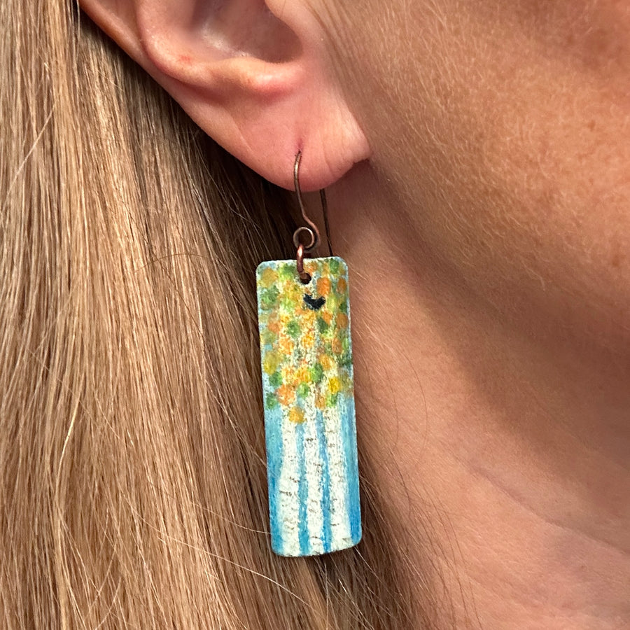 Earrings - Fall Aspen with Blackbirds