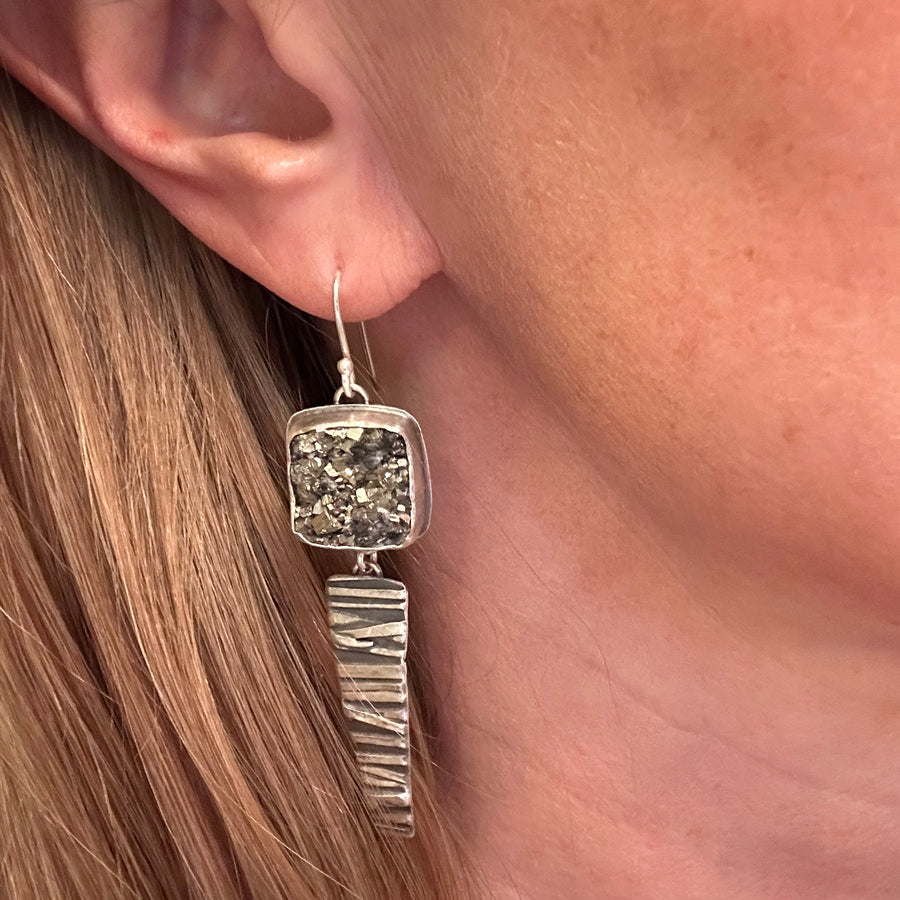 Earrings - Pyrite in Slate