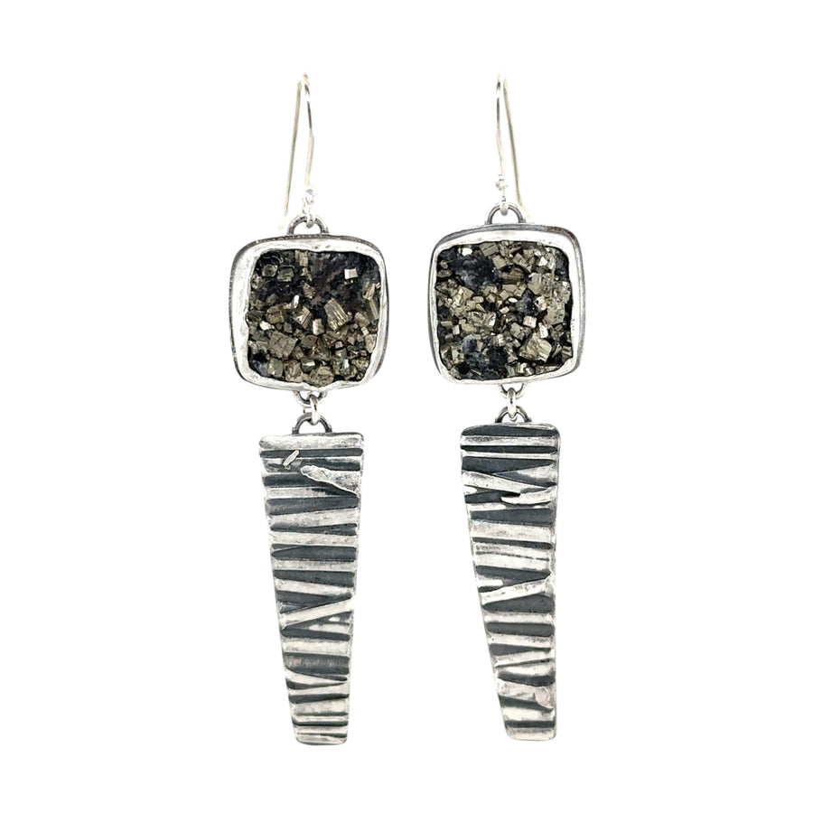 Earrings - Pyrite in Slate