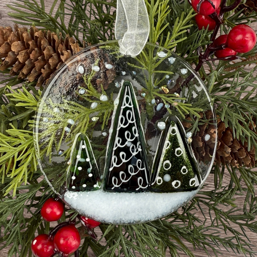 Christmas Tree Globe Glass Ornament