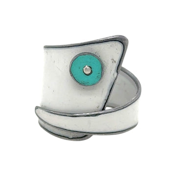 Ring - White with Turquoise Dot - Size 7