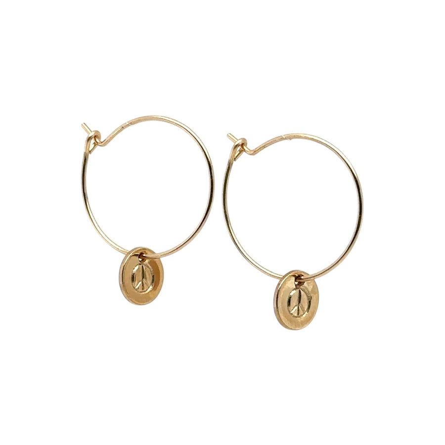Earrings - Hoops with Peace Sign