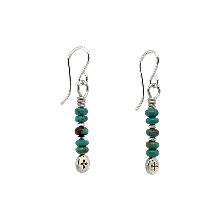 Earrings - Sterling with Turquoise Saucers