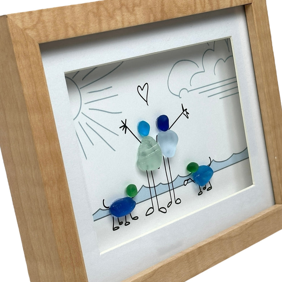 Sea Glass Couple with Dogs