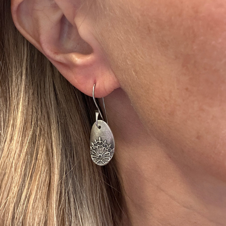 Earrings - Oval Flower Burst