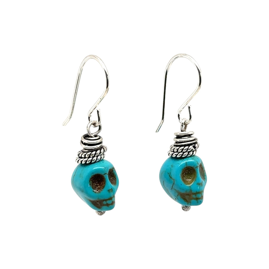 Earrings - Turquoise Skulls