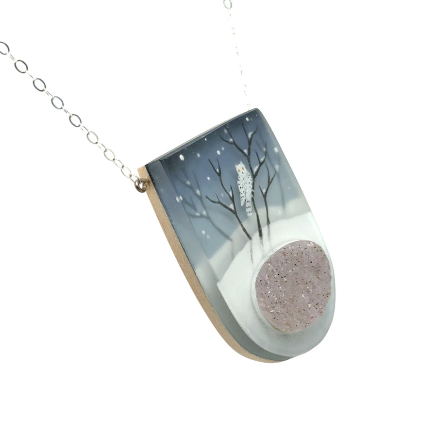 Necklace with Crystals - Snowy Owl
