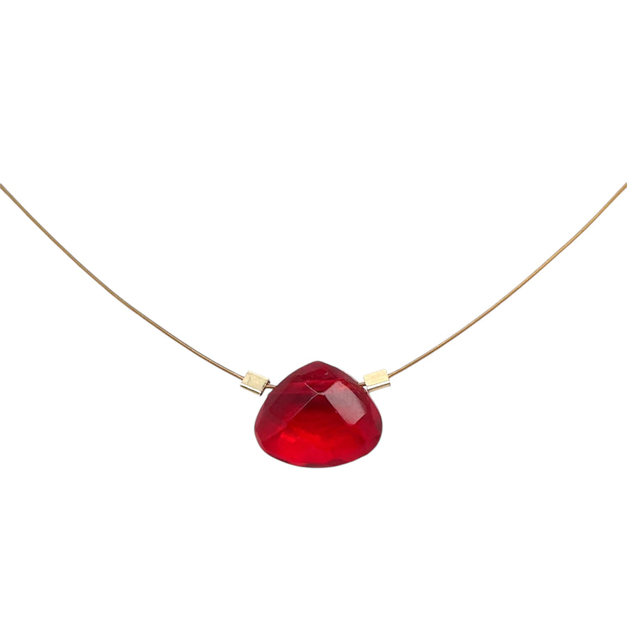 Czech Quartz Necklace - Cherry Red