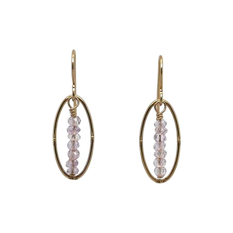 Earrings - Oval with Pink Amethyst