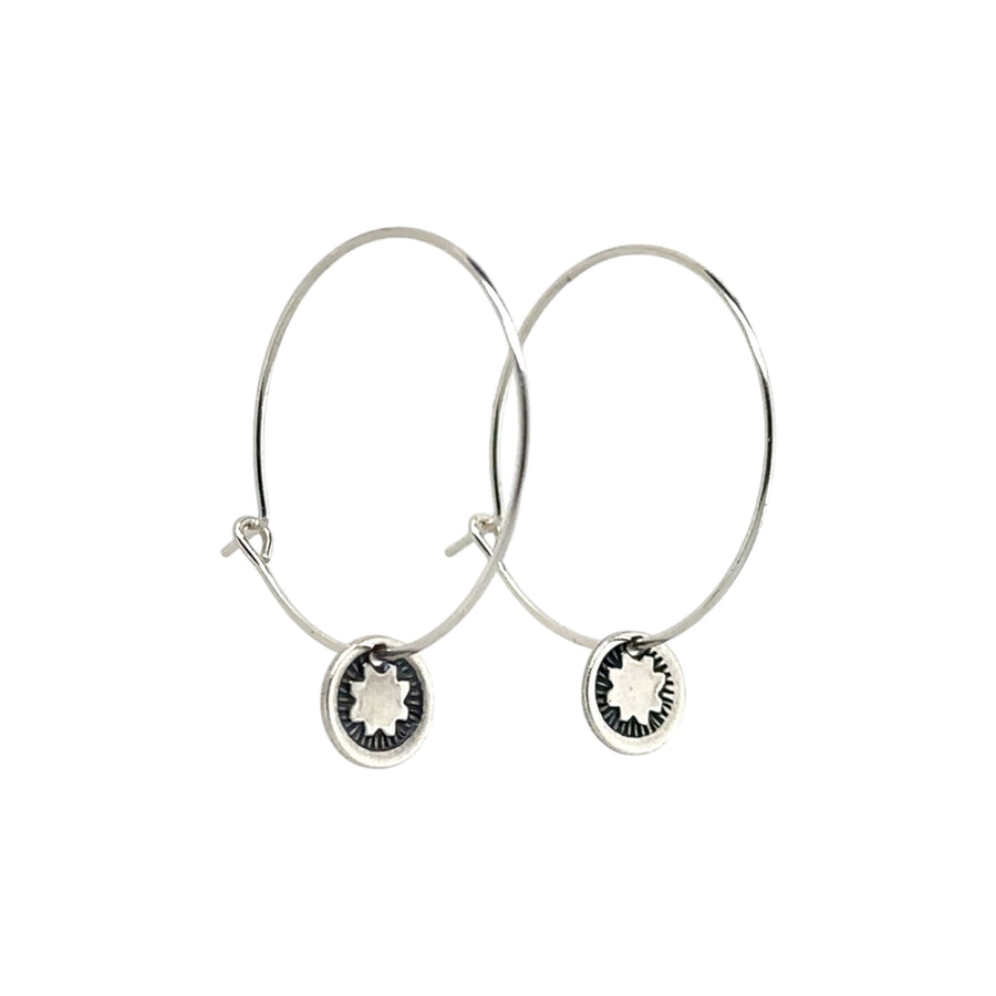 Earrings - Hoops with India Flower Disk