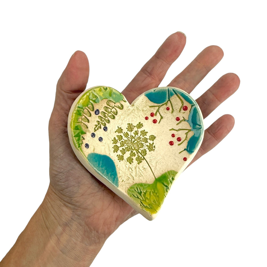 Trinket Dish - Heart - Pressed Flowers - Large