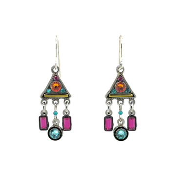Earrings - Architectural Triangle Drop Multicolor