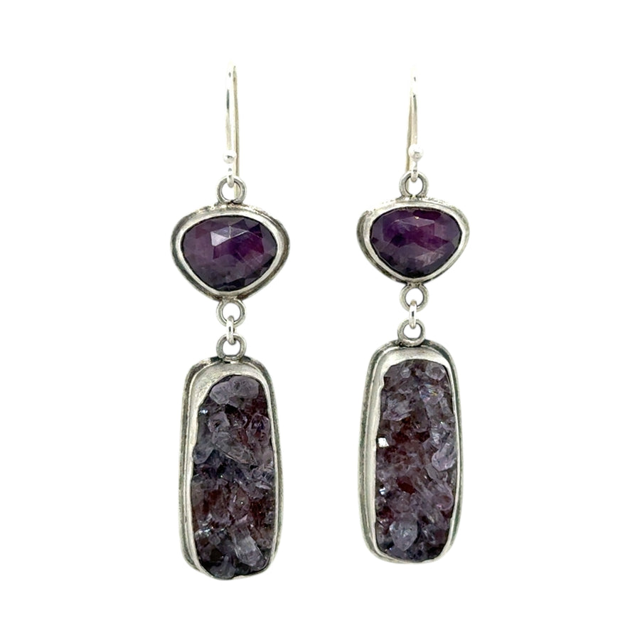 Earrings - Drusy with Silk Sapphire