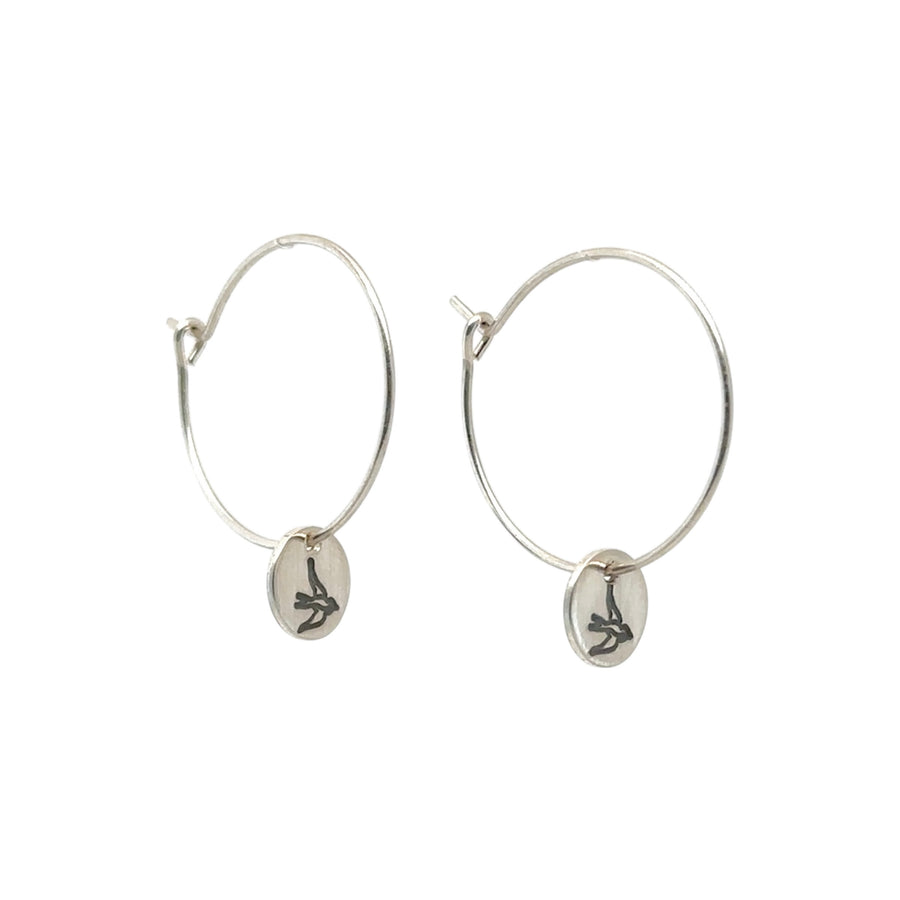 Earrings - Hoops with Flying Swallow