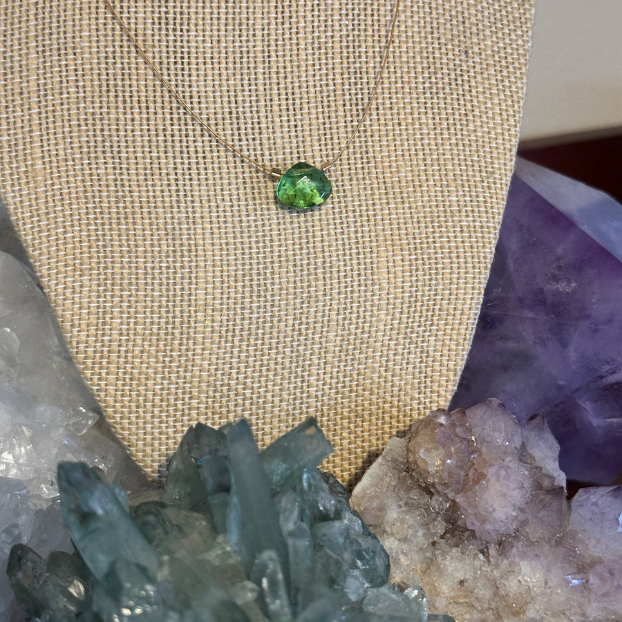 Czech Quartz Necklace - Lime Green