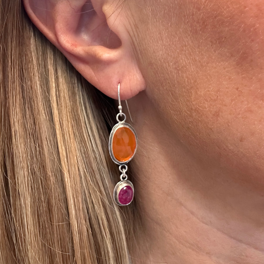 Earrings - Carnelian and Ruby