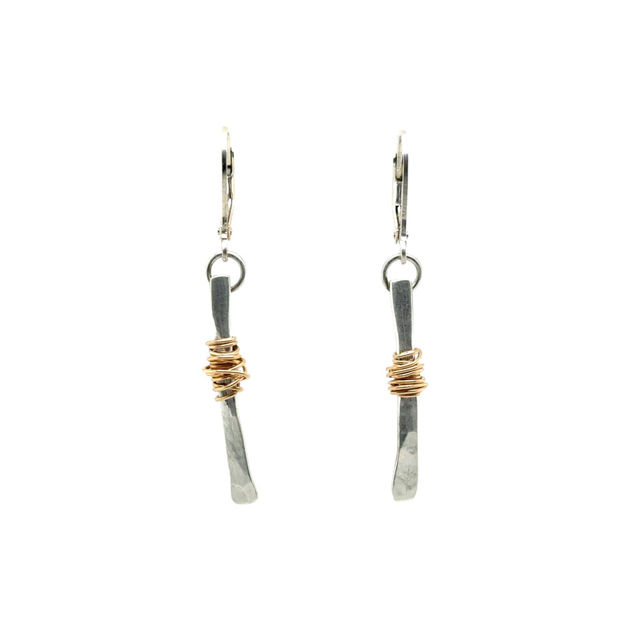 Earrings - Silver Twig with Gold Fill - Small