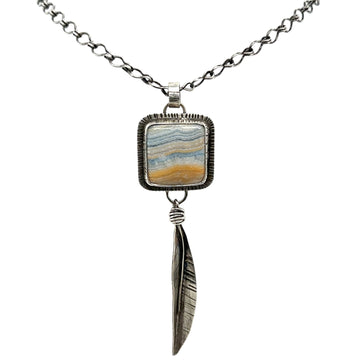 Necklace - Dolomite / Colcite with Feather
