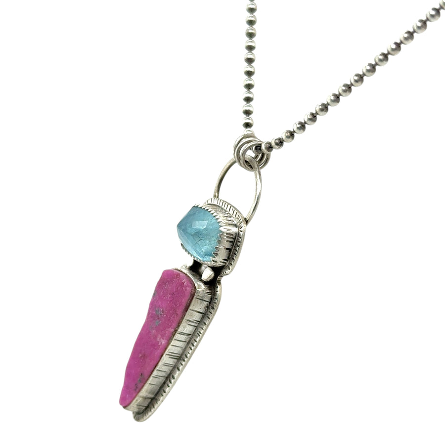 Necklace - Cobalto Calcite and Aquamarine