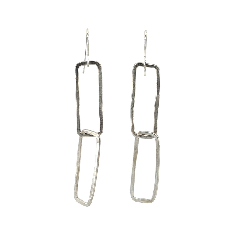 Earrings - Silver Double Rectangles