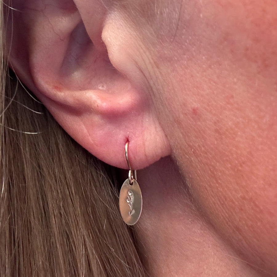 Earrings - Oval with Flower Sprig