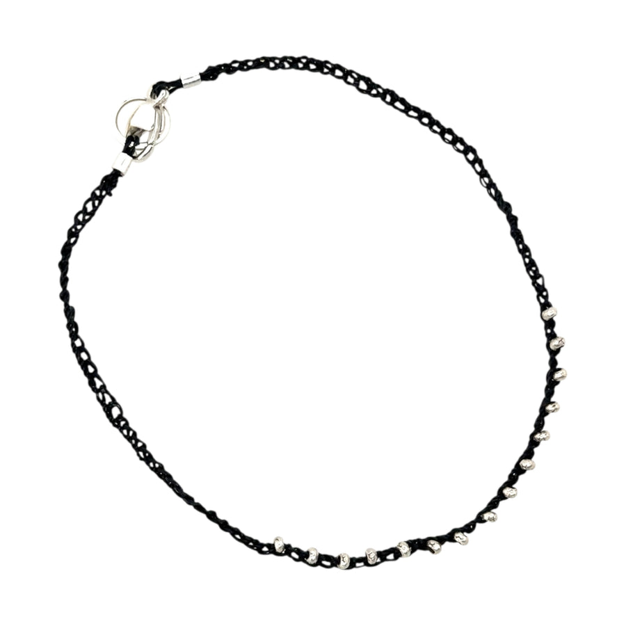 Bracelet - Hand Crocheted Gortex wtih Sterling Stamped Beads