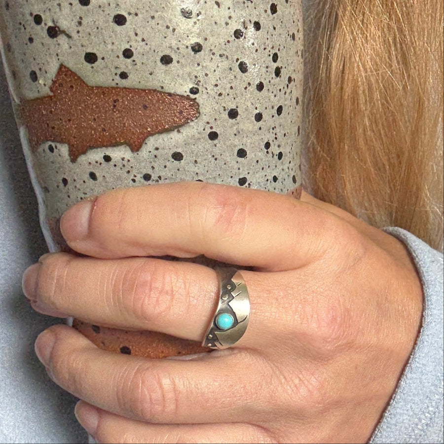 Mountains Ring with Turquoise #16s